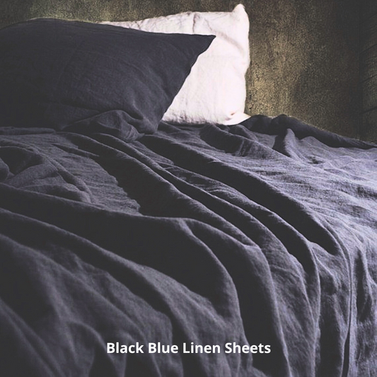 Black Blue Linen Sheets