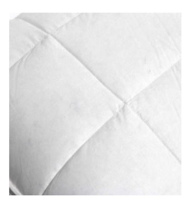 Close-up of the box quilting on a white feather and down chamber pillow