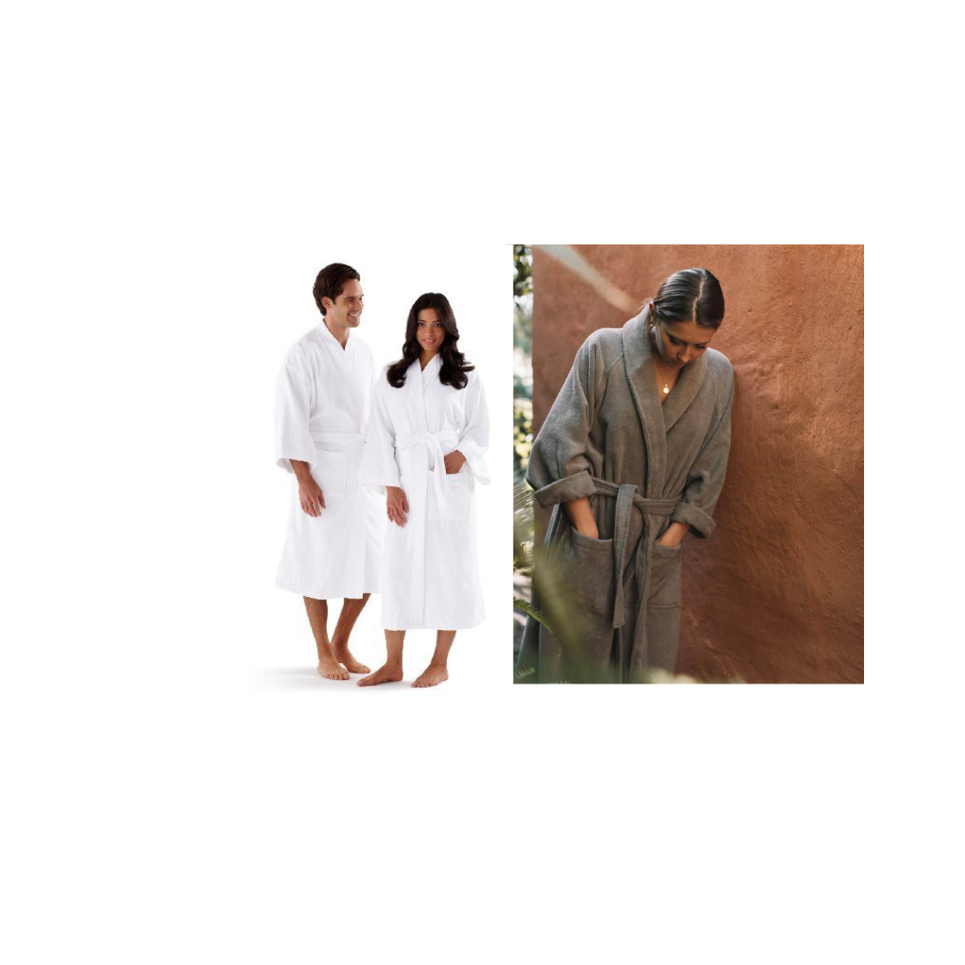 Organic Cotton Resort Bathrobe - White or Mocha