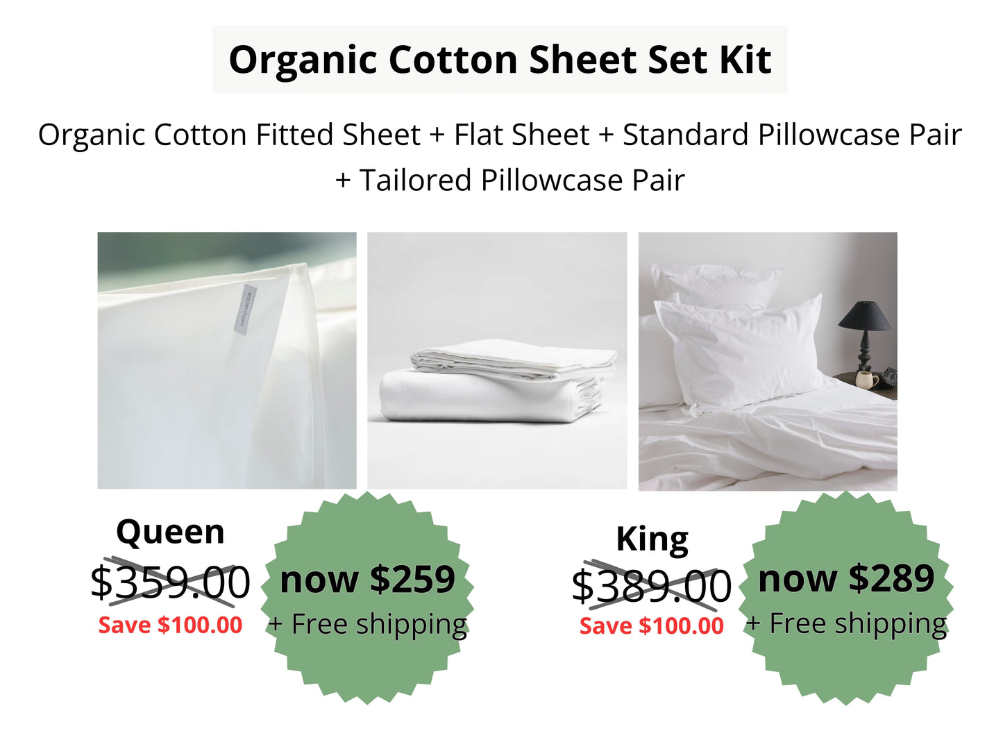 Organic Cotton or European Linen Sheet Set Kits - 6 piece set