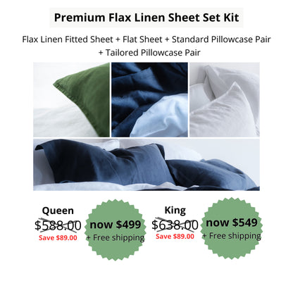 Organic Cotton or European Linen Sheet Set Kits - 6 piece set